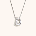 Collana con ciondolo lettera D in argento lucido e catena veneziana dal design minimalista - Colore Acciaio-D