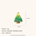 Pendentif sapin de Noël en émail et acier inoxydable plaqué or 18K avec points - Multicolore Noël-Sapin de Noël