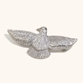 Elegant 18K silver-plated eagle bird brooch with feather texture and zircon eye - Bird Brooch - Steel Color