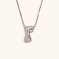 Collana minimalista con pendente lettera F a bolla 3D in finitura argento - Colore Acciaio-F