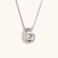 Collana con pendente a lettera G d'argento lucido e catena box in acciaio inossidabile - Colore Acciaio-G