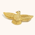 18K gold plated eagle brooch with detailed feather texture and sparkling rhinestone eye - Bird Brooch - Gold