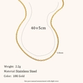 Detailspezifikationen der 18K vergoldeten Edelstahl O-Kette Halskette mit Abmessungen - 1.8mm Reguläre O-Kette - 40+5cm