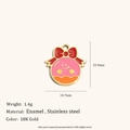 Rosa Cartoon-Donut-Anhänger aus 18K vergoldetem Edelstahl mit roter Schleife - Mehrfarbig Weihnachten-Runder Charakter