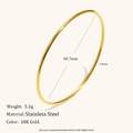 Vista dettagliata del bracciale in acciaio dorato con diametro di 60,7 mm e spessore di 2,0 mm - Bracciale Rigido a Linea Semplice 60MM - Oro