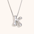 Collana con ciondolo a lettera K argento stile bubble 3D con finitura metallica lucida - Colore Acciaio-K