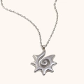 Silberne Edelstahlhalskette mit minimalistischem Spiral-Sonnenanhänger an feiner Gliederkette - Silber