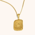 Collier géométrique plaqué or 18 carats avec pendentif soleil en relief sur chaîne fine - Or