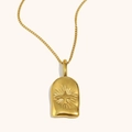 Collar con colgante de arco de pájaro del sol en acero inoxidable bañado en oro de 18K - Collar con Colgante de Pájaro de Rayos de Sol-Dorado