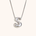 Collana con pendente a lettera S bubble 3D in acciaio inossidabile placcato oro 18K - Colore Acciaio-S