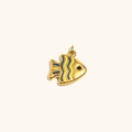 18K vergoldeter Edelstahl Fisch-Anhänger mit blau-gelben Emaille-Streifen für Halsketten - Blau Gelb Gestreifter Fisch (N3726_2)