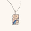Collier Verseau en acier plaqué 18K avec cristaux bleus et bordure de zircons blancs - Verseau / Acier