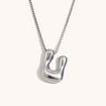 Collana in acciaio inossidabile argento con pendente a lava astratta su catena veneziana - Colore Acciaio-U
