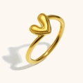 Bague minimaliste en acier inoxydable plaqué or 18 carats avec motif cœur gaufré - Or