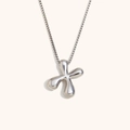 Collana d'argento minimalista con pendente in metallo liquido a forma di X su catena box - Colore Acciaio-X