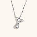 Collana in acciaio inossidabile argento lucido con ciondolo a bolla fluido a forma di Y - Colore Acciaio-Y