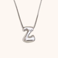 Collana con ciondolo a bolla lettera Z argentata e catena veneziana in acciaio inox - Colore Acciaio-Z