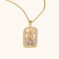 Pendentif Balance plaqué or 18K avec émail rose et cristaux scintillants - Balance / Or