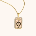Collier pendentif zodiaque Scorpion plaqué or 18K avec émail rose et cristaux brillants - Scorpion / Or
