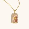 Pendentif Vierge en plaqué or 18 carats avec émail rose et cristaux scintillants de luxe - Vierge / Or