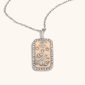 Collier zodiaque Cancer en argent avec pendentif émail rose et pierres en zircon - Cancer / Acier
