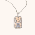 Pendentif Gémeaux en acier doré 18K avec émail rose et cristaux scintillants - Gémeaux / Acier