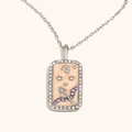 Collier pendentif Sagittaire argenté avec strass et finition en émail rose poudré - Sagittaire / Acier