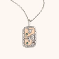 Collier pendentif rectangle Taureau en argent avec émail et oxydes de zirconium - Taureau / Acier