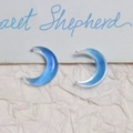 Translucent blue crescent moon resin charms with glitter for DIY jewelry making - Starry Sky Blue