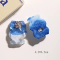 Blue resin owl charms with shell inlay for DIY phone case decoration, 4.2x3.2cm size - Owl
