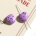 Artistic purple heart turquoise beads with ink splatter effect and silver pin for DIY jewelry - Purple