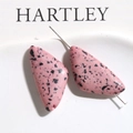 Detail view of pink terrazzo style triangle resin beads for DIY earring jewelry making - 1 Piece / Pink