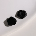 Macro shot of black resin rose charm showing glossy petal texture and 3D floral details - Small Black