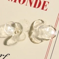 Detailed macro view of acrylic flower pendants with iridescent glitter for DIY earrings - 1 Piece / Clear