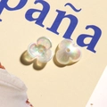 Détail de perles de fleurs irisées à trois pétales avec trous centraux pour l'art des ongles - Fleur à trois pétales / 12mm (1 Pièce) / Blanc AB