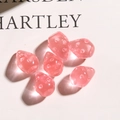 Set of 6 translucent pink resin strawberry charms with realistic seed texture for DIY jewelry - Light Pink