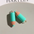 Cute mint green resin pencil pendant with golden loop for DIY earring making - Lake Green