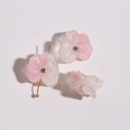 Detail of pink resin flower pendants with clear crystals and golden pins for DIY jewelry - Light Pink