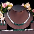 Elegante zilveren S925 sieradenset met smaragdgroene zirkonia in kleurvariant - Maat 6 / Groen