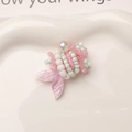 Pink and green beaded mermaid tail charm with pearl detail for summer clogs - Woven Mermaid Style (5#)