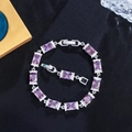 Elegante bracciale in argento con zirconi viola rettangolari e chiusura regolabile - Viola