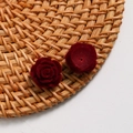 Macro detail of wine red velvet rose charms with drill holes for DIY jewelry making - Back Hole Rose / 1 Piece