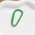 Macro di moschettone in alluminio a forma di D verde erba su un piatto di ceramica bianca - verde scuro