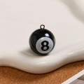 Macro shot of 26mm resin billiards black number 8 ball pendant with silver metal ring - Mini Billiard Ball 8