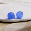 Macro view of 15.5mm blue resin beads with ink-wash texture for DIY jewelry making - Small / 1 Piece / Blue