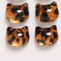 Mini resin leopard print cat head charms in classic tortoiseshell for DIY jewelry making - Dark Coffee Cat Head