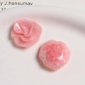 Macro detail of pink resin rose flower charms for DIY jewelry and hair accessories - Light Pink
