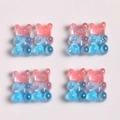 Eight pieces of pink and blue gradient resin gummy bear charms with glitter for DIY jewelry - Blue Gradient