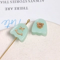 Macro shot of green resin bear and smiley face pendants for DIY jewelry making - Bear And Smile Face Set / Turquoise Green
