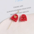Cute red resin bear and smiley face charms for DIY earrings and phone chains - Bear And Smile Face Set / Red